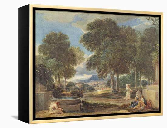 Landscape with a Man Washing His Feet at a Fountain-David Cox-Framed Premier Image Canvas