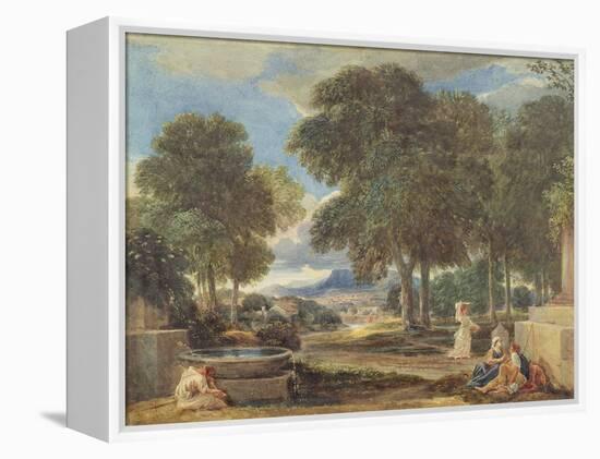 Landscape with a Man Washing His Feet at a Fountain-David Cox-Framed Premier Image Canvas