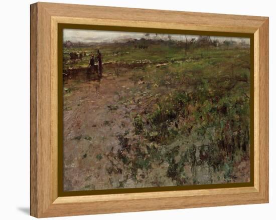 Landscape with a Peasant Woman, Early 1870s-Jean-Fran?ois Millet-Framed Premier Image Canvas