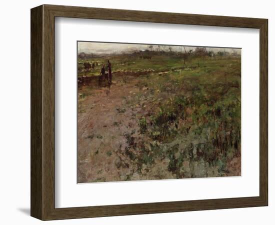 Landscape with a Peasant Woman, Early 1870s-Jean-Fran?ois Millet-Framed Giclee Print