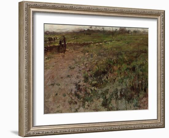 Landscape with a Peasant Woman, Early 1870s-Jean-Fran?ois Millet-Framed Giclee Print