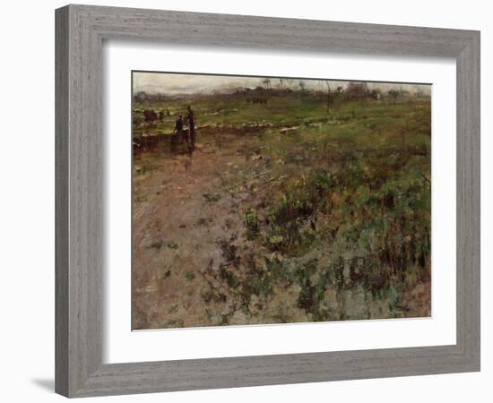 Landscape with a Peasant Woman, Early 1870s-Jean-Fran?ois Millet-Framed Giclee Print