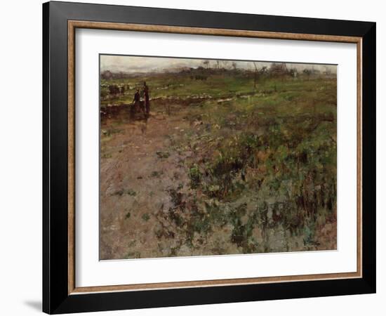 Landscape with a Peasant Woman, Early 1870s-Jean-Fran?ois Millet-Framed Giclee Print