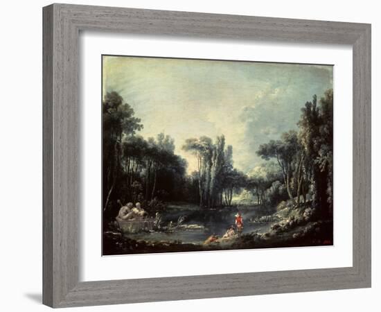 Landscape with a Pond, 1746-François Boucher-Framed Giclee Print