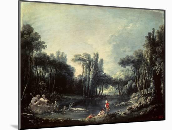 Landscape with a Pond, 1746-François Boucher-Mounted Giclee Print