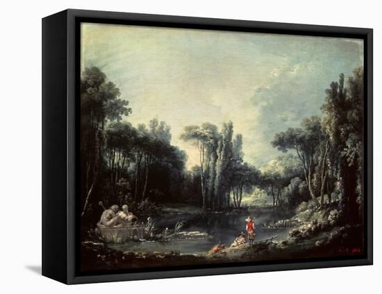 Landscape with a Pond, 1746-François Boucher-Framed Premier Image Canvas