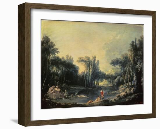 Landscape with a Pond, c.1746-Francois Boucher-Framed Giclee Print