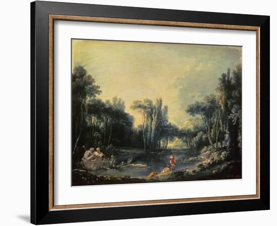 Landscape with a Pond, c.1746-Francois Boucher-Framed Giclee Print