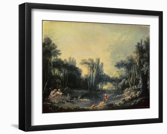 Landscape with a Pond, c.1746-Francois Boucher-Framed Giclee Print