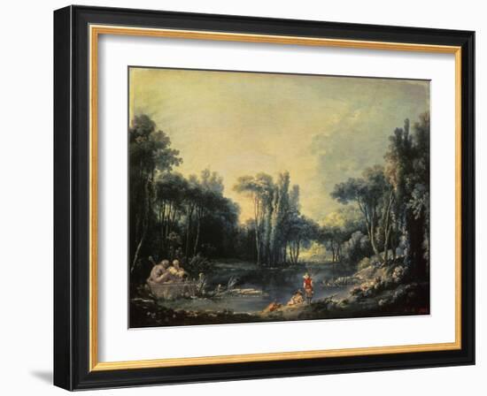 Landscape with a Pond, c.1746-Francois Boucher-Framed Giclee Print