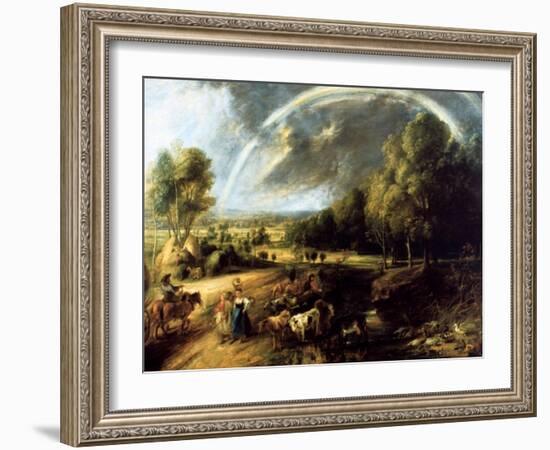 Landscape with a Rainbow, C1630-Peter Paul Rubens-Framed Giclee Print