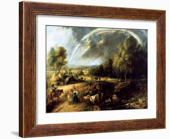 Landscape with a Rainbow, C1630-Peter Paul Rubens-Framed Giclee Print