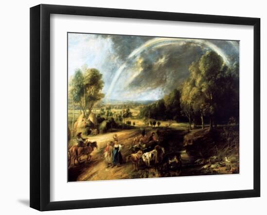 Landscape with a Rainbow, C1630-Peter Paul Rubens-Framed Giclee Print