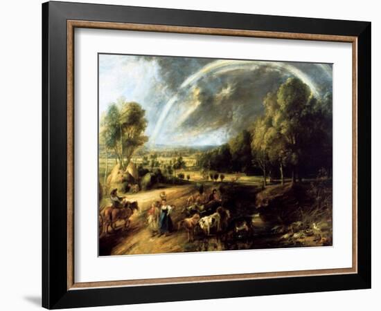 Landscape with a Rainbow, C1630-Peter Paul Rubens-Framed Giclee Print