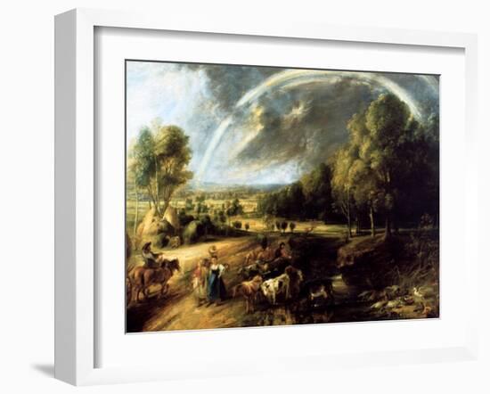 Landscape with a Rainbow, C1630-Peter Paul Rubens-Framed Giclee Print