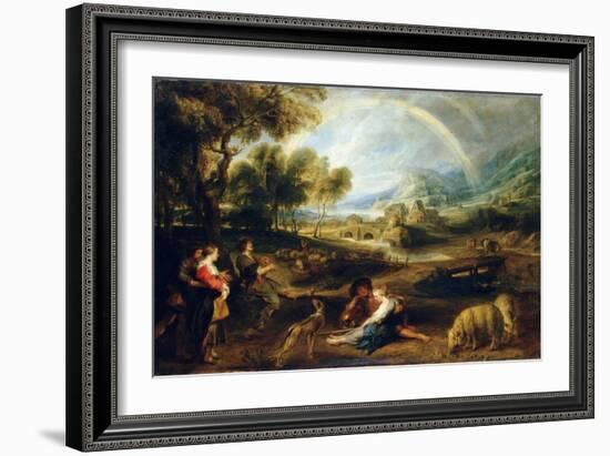 Landscape with a Rainbow, Early 1630S-Peter Paul Rubens-Framed Giclee Print