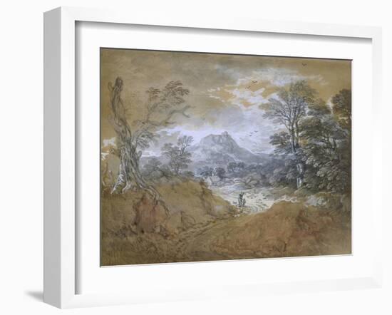 Landscape with a Road at the Edge of a Wood-Thomas Gainsborough-Framed Giclee Print