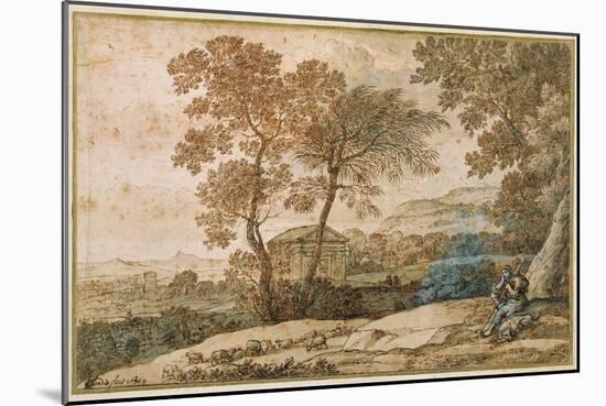 Landscape with a Shepherd and His Dog-Claude Lorraine-Mounted Giclee Print