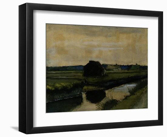 Landscape with a Stack of Peat and Farmhouses-Vincent van Gogh-Framed Giclee Print