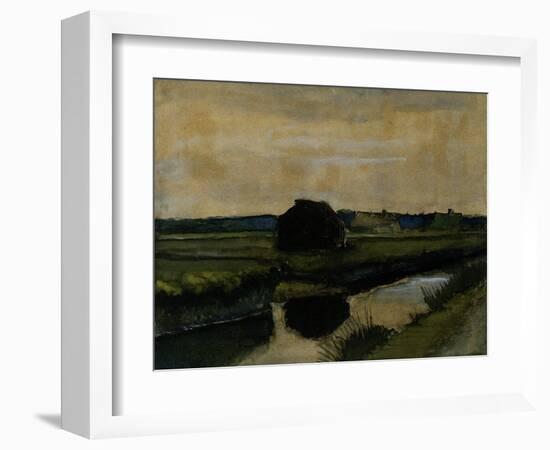 Landscape with a Stack of Peat and Farmhouses-Vincent van Gogh-Framed Giclee Print