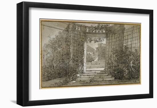 Landscape with a Staircase and a Balustrade, ca. 1744-47-Jean-Baptiste Oudry-Framed Art Print