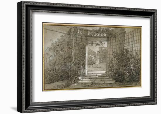 Landscape with a Staircase and a Balustrade, ca. 1744-47-Jean-Baptiste Oudry-Framed Art Print