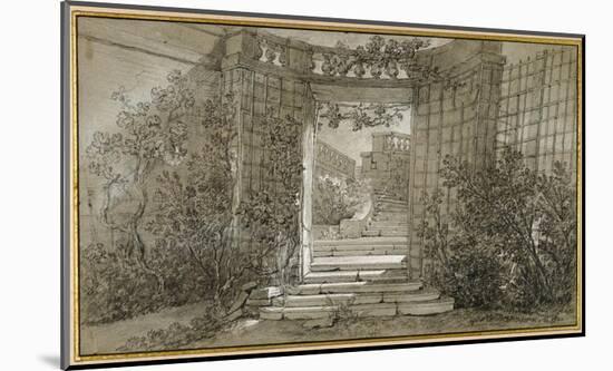 Landscape with a Staircase and a Balustrade, ca. 1744-47-Jean-Baptiste Oudry-Mounted Art Print