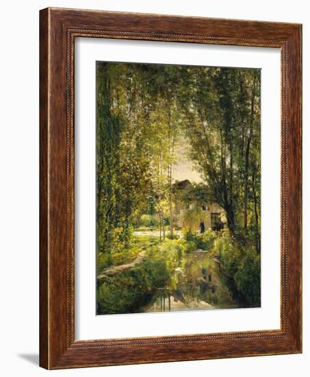 Landscape with a Sunlit Stream, c.1877-Charles Francois Daubigny-Framed Giclee Print