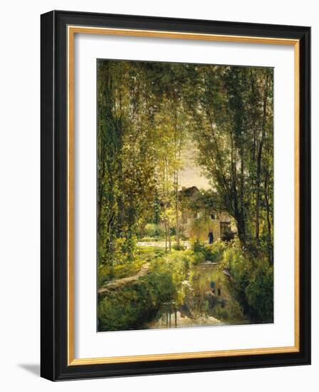 Landscape with a Sunlit Stream, c.1877-Charles Francois Daubigny-Framed Giclee Print