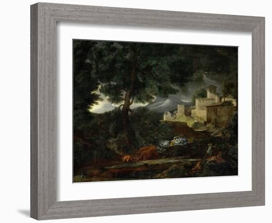 Landscape with a Tree Hit by Lightning, 1651-Nicolas Poussin-Framed Giclee Print