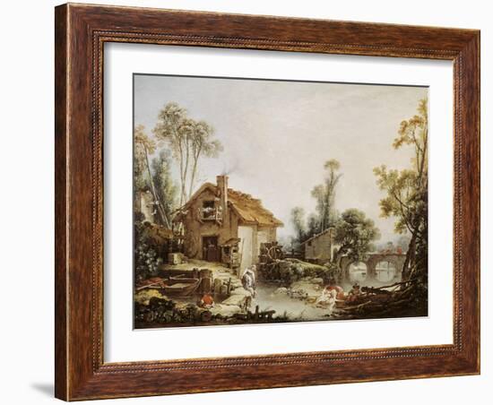 Landscape with a Watermill-Francois Boucher-Framed Art Print