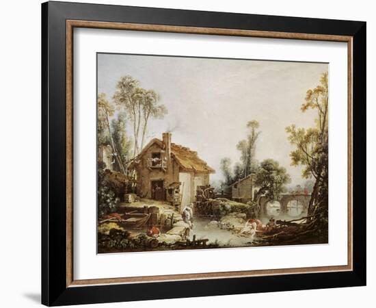 Landscape with a Watermill-Francois Boucher-Framed Art Print