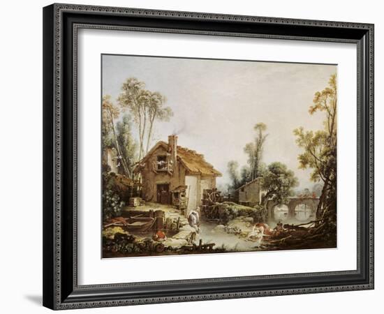 Landscape with a Watermill-Francois Boucher-Framed Art Print