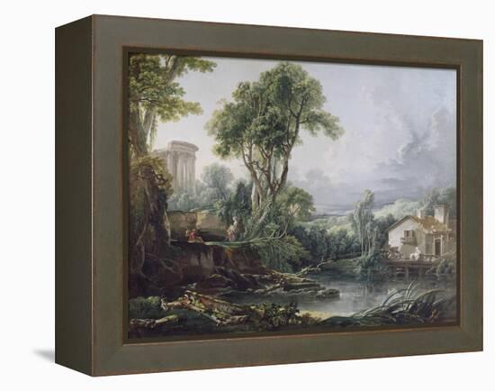 Landscape with a Watermill-Francois Boucher-Framed Premier Image Canvas