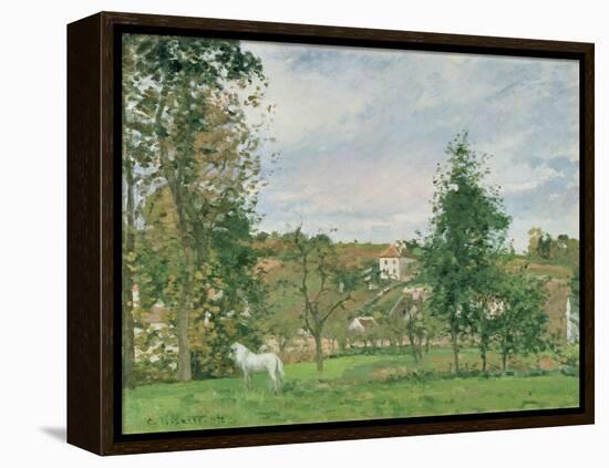 Landscape with a White Horse in a Field, L'Ermitage, 1872-Camille Pissarro-Framed Premier Image Canvas