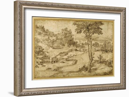 Landscape with a Winding River-Domenico Campagnola-Framed Giclee Print