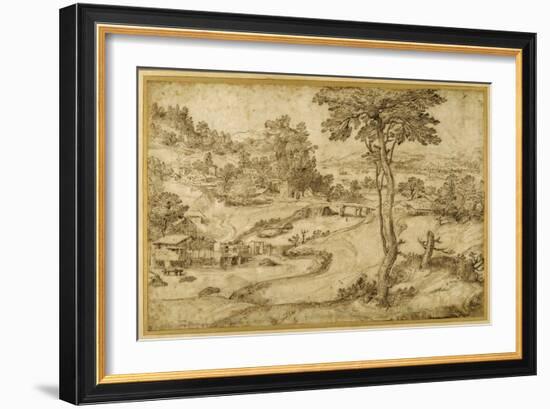 Landscape with a Winding River-Domenico Campagnola-Framed Giclee Print