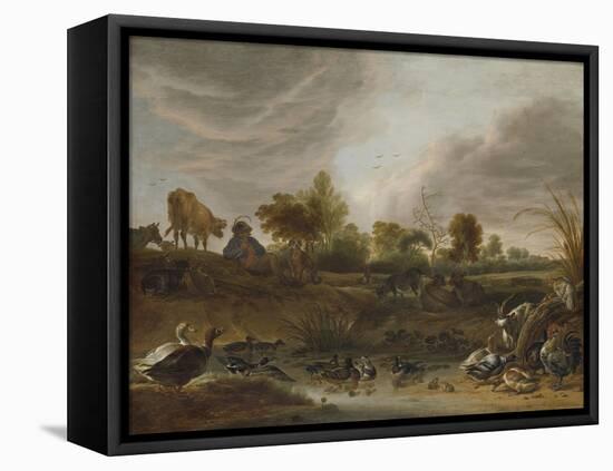 Landscape with Animals-Cornelis Saftleven-Framed Stretched Canvas