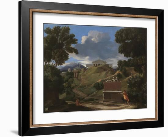 Landscape with Antique Tomb and Two Figures, 1642-1647-Nicolas Poussin-Framed Giclee Print