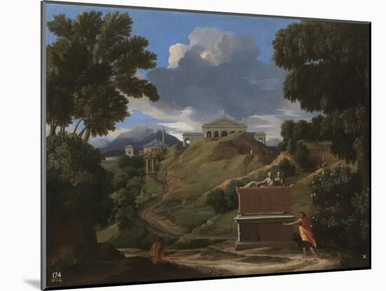 Landscape with Antique Tomb and Two Figures, 1642-1647-Nicolas Poussin-Mounted Giclee Print