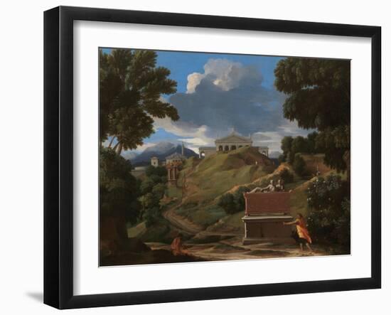 Landscape With Antique Tomb And Two Figures-Nicolas Poussin-Framed Giclee Print