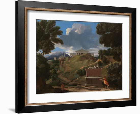 Landscape With Antique Tomb And Two Figures-Nicolas Poussin-Framed Giclee Print