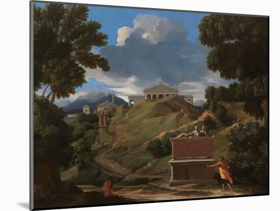 Landscape With Antique Tomb And Two Figures-Nicolas Poussin-Mounted Giclee Print