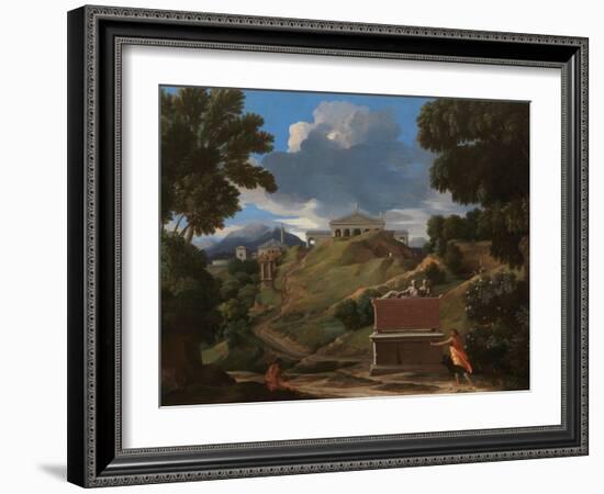 Landscape With Antique Tomb And Two Figures-Nicolas Poussin-Framed Giclee Print