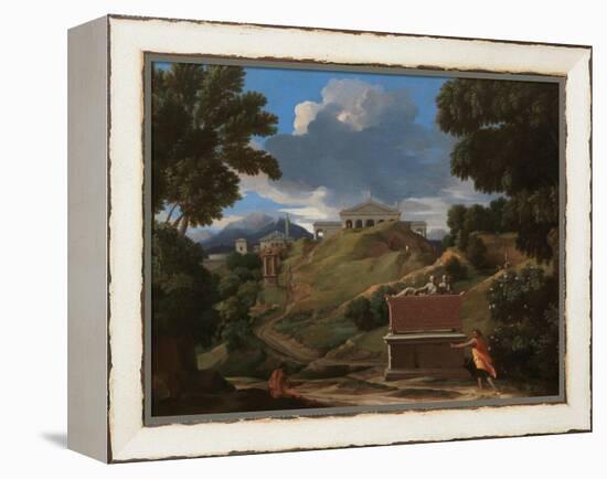 Landscape With Antique Tomb And Two Figures-Nicolas Poussin-Framed Premier Image Canvas