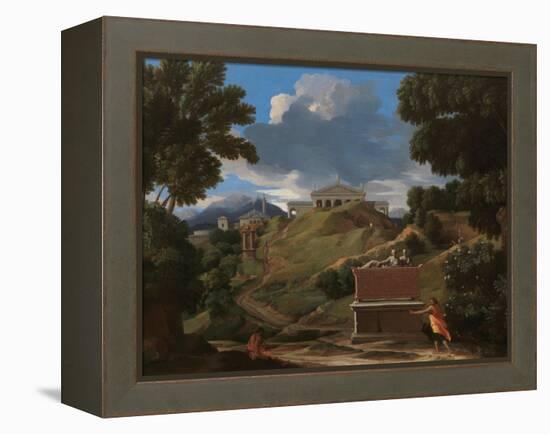 Landscape With Antique Tomb And Two Figures-Nicolas Poussin-Framed Premier Image Canvas