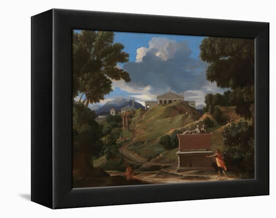 Landscape With Antique Tomb And Two Figures-Nicolas Poussin-Framed Premier Image Canvas