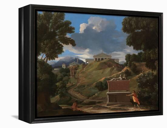 Landscape With Antique Tomb And Two Figures-Nicolas Poussin-Framed Premier Image Canvas