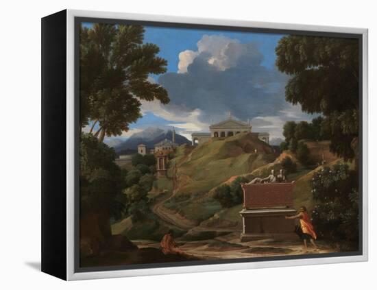 Landscape With Antique Tomb And Two Figures-Nicolas Poussin-Framed Premier Image Canvas