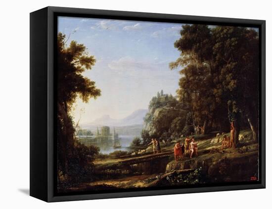 Landscape with Apollo and Marsyas, 1639-1640-Claude Lorraine-Framed Premier Image Canvas